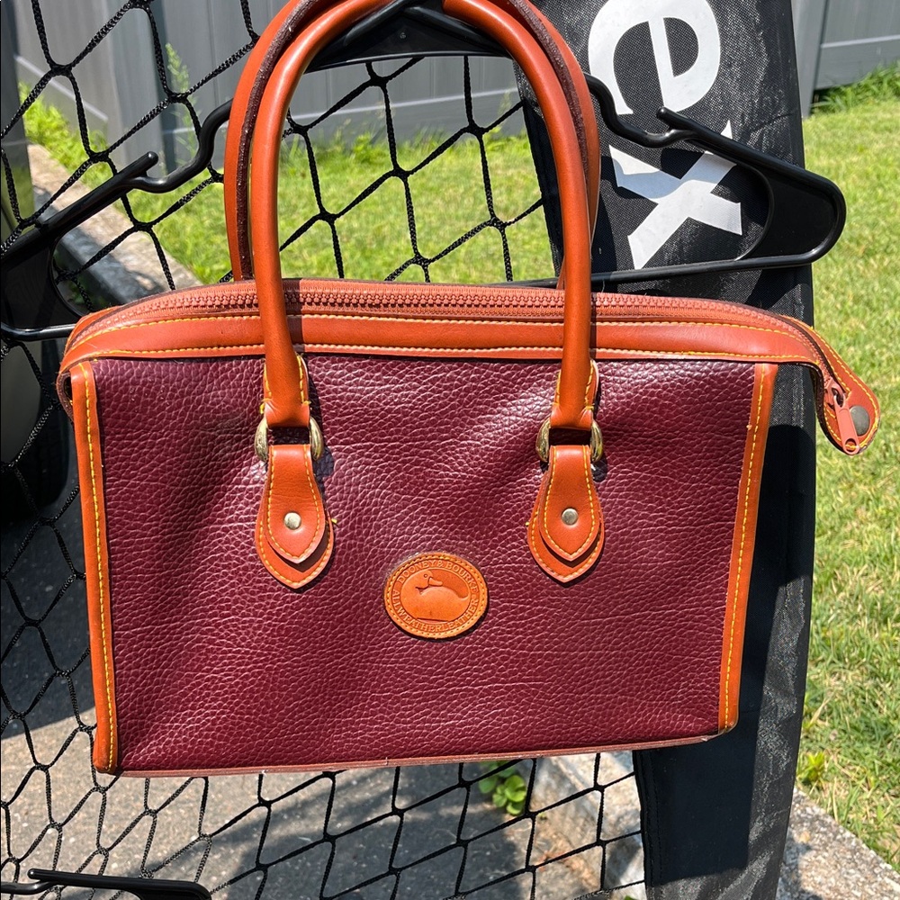 Dooney & Bourke Burgundy and Tan Satchel